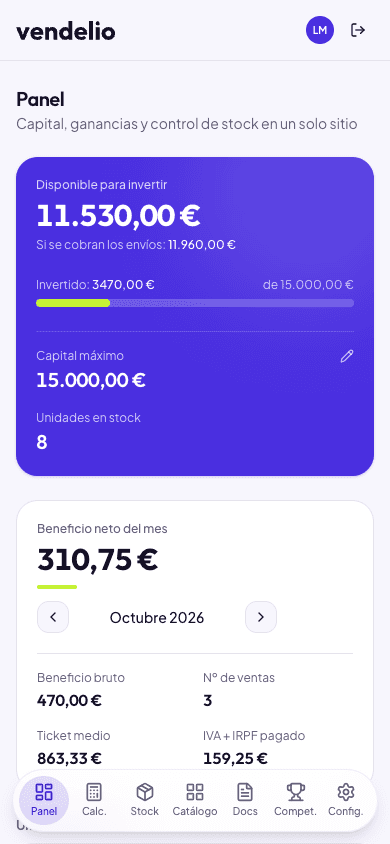 Panel de Vendelio en el móvil